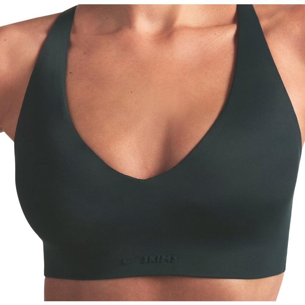 Skims Nike Shine V-Neck Bra BR-SPT-5191W Dark Teal Medium Sport Bra - Picture 3 of 6